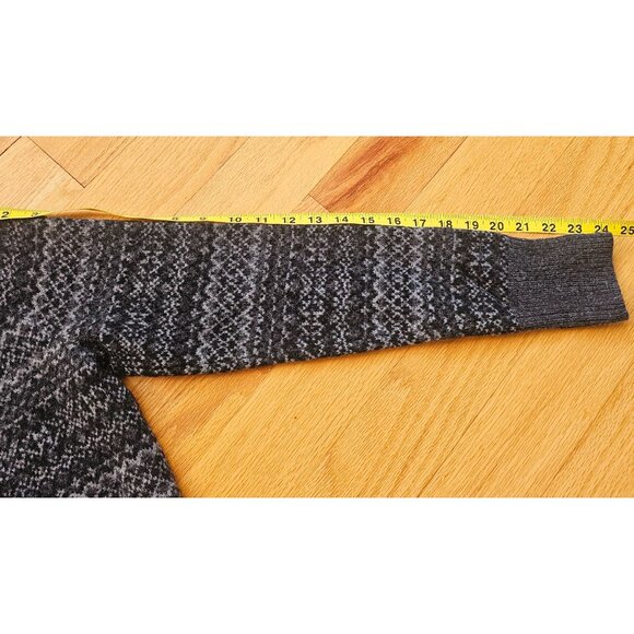 Eddie Bauer Womens Grey Fair Isle Lambs Wool Cashmere Cardigan Sweater Beaded M - Picture 11 of 12